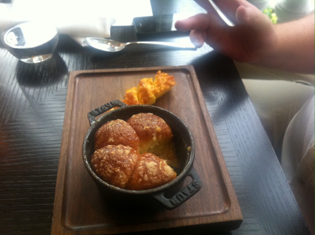Tipsy cake with spit roast pineapple