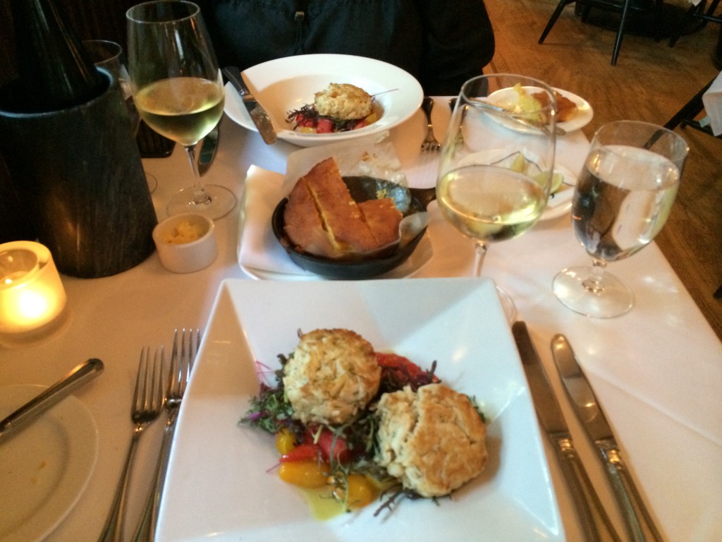 Crabcake til forret på Occidental Grill and Seafood