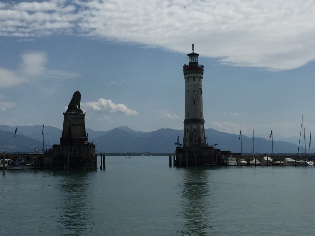 Bavarian Lion sculpture and lighthouse