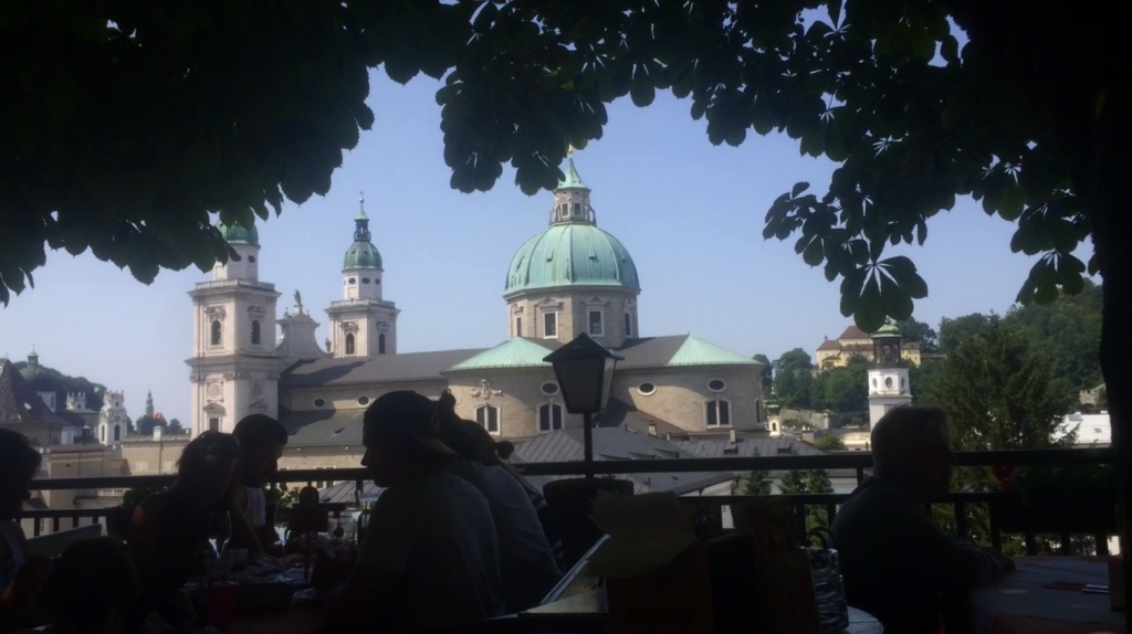 The view from the Biergarten towards the Cathedral